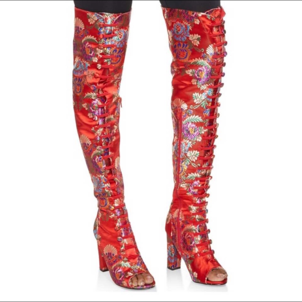 Open toe over knee boots